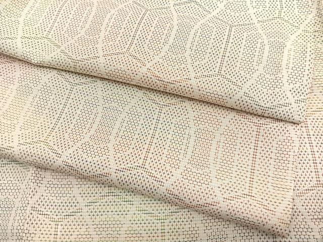 平和屋着物▽上質な紬 単衣 立涌亀甲文 正絹 逸品 BAAX2624hv