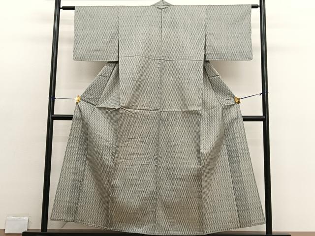 平和屋着物▽上質な小紋 単衣 紬地 草葉文 正絹 逸品 BAAX2631hv