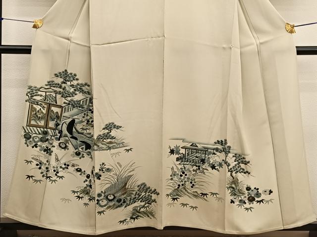 平和屋着物▽豪華色留袖 単衣 刺繍 人物風景文 金彩 正絹 逸品 BAAX2644hv