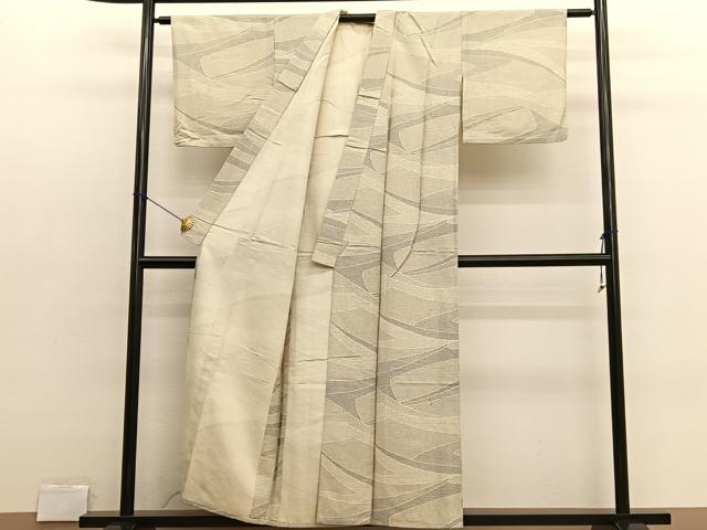 平和屋着物▽上質な小紋 単衣 幾何学文様 正絹 逸品 BAAX2649hv