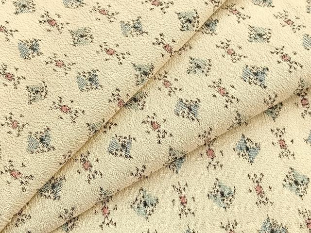 平和屋着物▽上質な紬 単衣 菱文様 正絹 逸品 BAAX2650hv