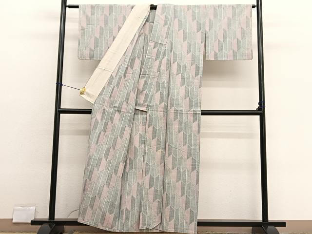 平和屋着物▽小紋 単衣 亀甲文 BAAX2658hv
