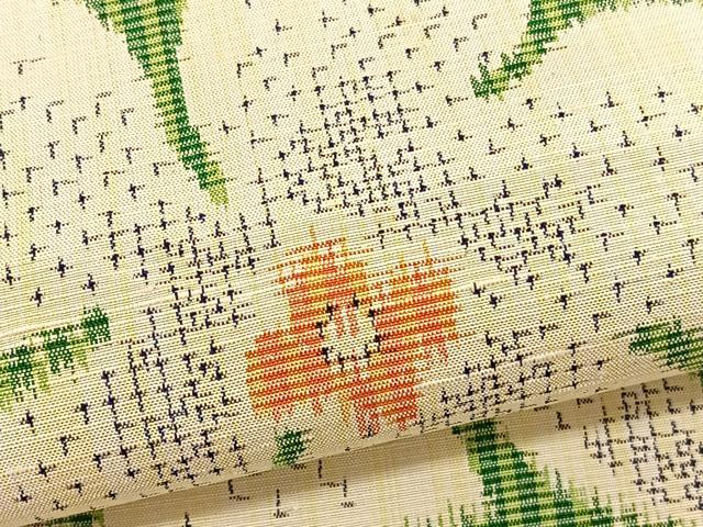 平和屋着物▽上質な紬 単衣 舞花文 正絹 逸品 未使用 BAAX2659hv