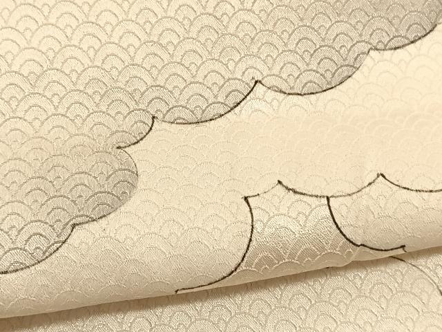 平和屋着物▽上質な小紋 単衣 手描き 瑞雲 暈し染め 正絹 逸品 BAAX2660hv