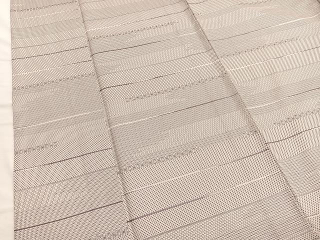 平和屋着物▽上質な紬 単衣 横段文 正絹 逸品 BAAX2662hv