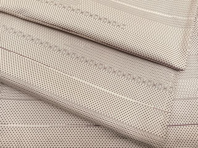 平和屋着物▽上質な紬 単衣 横段文 正絹 逸品 BAAX2662hv