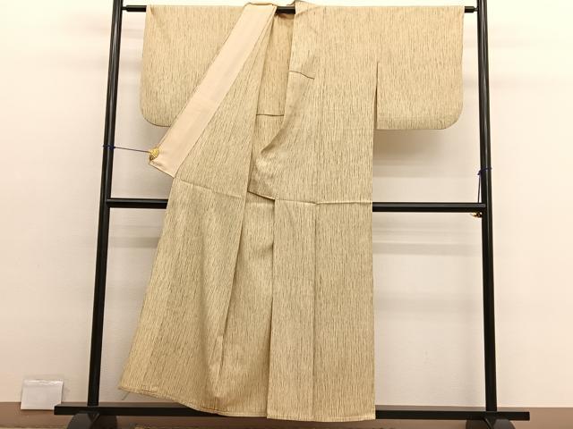 平和屋着物▽上質なお召 単衣 縞 正絹 逸品 BAAX2664hv