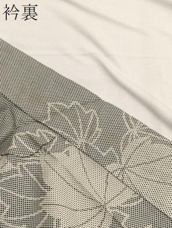 平和屋着物▽上質な紬 単衣 葡萄の葉 正絹 逸品 BAAX2666hv