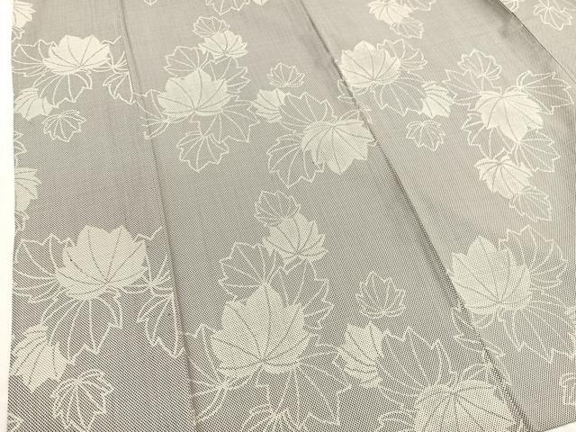 平和屋着物▽上質な紬 単衣 葡萄の葉 正絹 逸品 BAAX2666hv