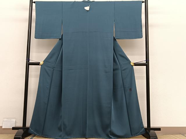 平和屋着物●上質な色無地 嵯峨野草木研究所 錆鉄御納戸色 大丸扱い 正絹 逸品 未使用 BAAX2681hv