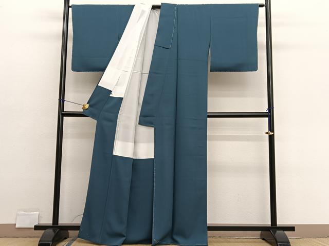 平和屋着物●上質な色無地 嵯峨野草木研究所 錆鉄御納戸色 大丸扱い 正絹 逸品 未使用 BAAX2681hv