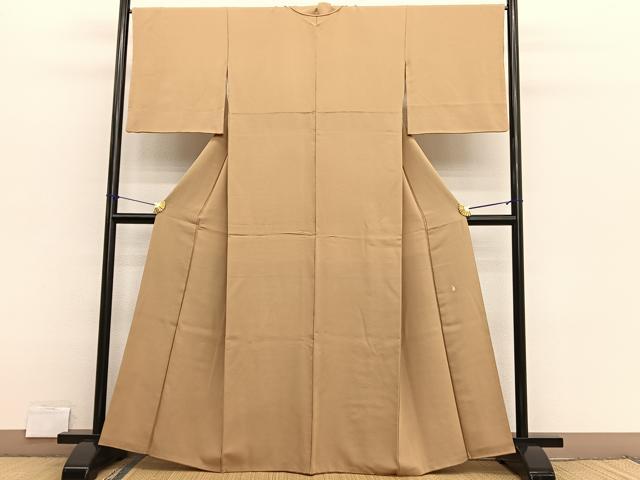 平和屋着物●本加賀友禅作家 由水煌人監修 色無地 黄土色 正絹 逸品 BAAX2688hv