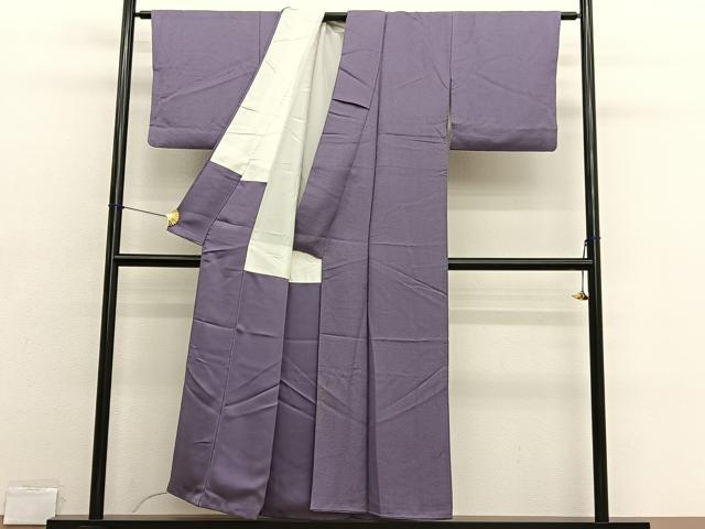 平和屋着物■上質な色無地 作家物 紋意匠 葡萄鼠色 本草木染 正絹 逸品 BAAX2707hv