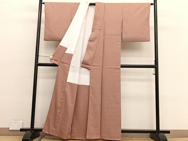 平和屋着物■上質な色無地 小花地紋 土器色 正絹 逸品 BAAX2710hv