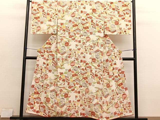 平和屋着物■上質な小紋 辻が花 型染め 正絹 逸品 未使用 BAAX2715hv