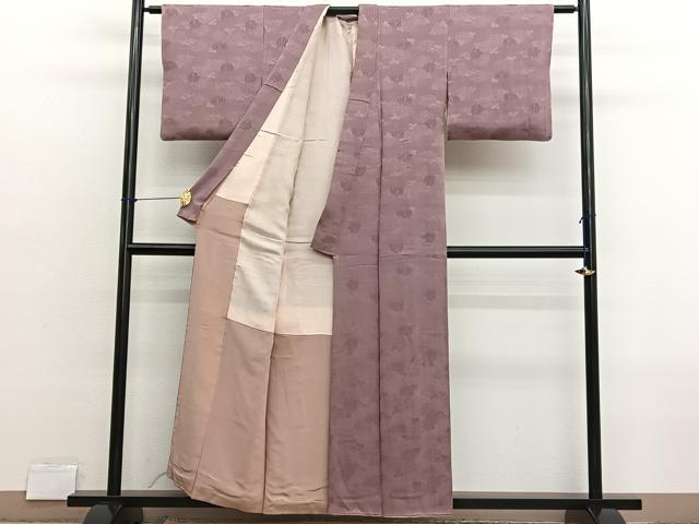 平和屋着物■上質な色無地 菊地紋 赭色 正絹 逸品 BAAX2717hv