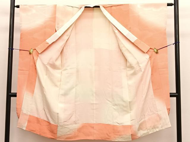 平和屋着物■振袖用長襦袢 袷 雲取り芝草文 暈し染め 正絹 逸品 BAAX2729hv