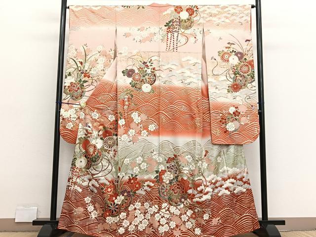 平和屋着物■豪華振袖 駒刺繍 立波花車文 暈し染め 金銀彩 正絹 逸品 BAAX2741hv