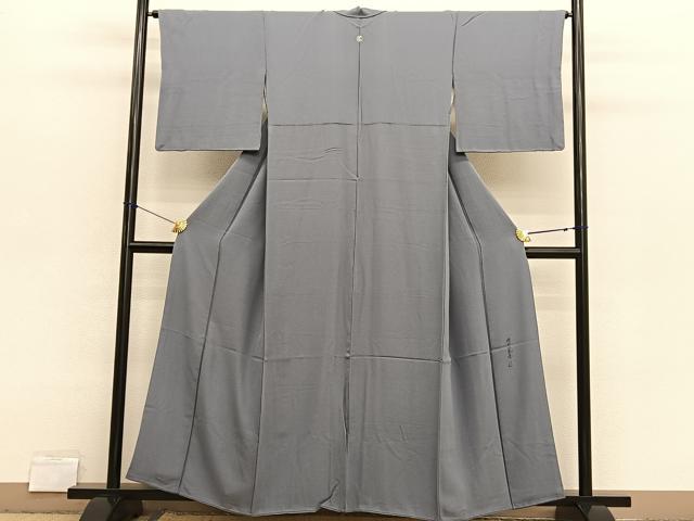 平和屋着物■友禅師・京の名工・伝統工芸士・樽本伊勢蔵監修 色無地 錫色 正絹 逸品 BAAX2747hv