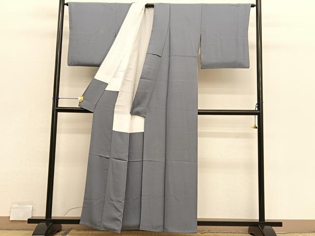 平和屋着物■友禅師・京の名工・伝統工芸士・樽本伊勢蔵監修 色無地 錫色 正絹 逸品 BAAX2747hv
