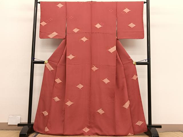 平和屋着物■上質な小紋 地紋起こし 花菱文 正絹 逸品 BAAX2750hv