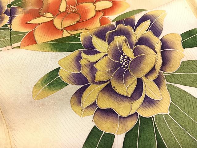 平和屋着物■訪問着 駒刺繍 草花文 暈し染め 金彩 正絹 逸品 BAAX2752hv