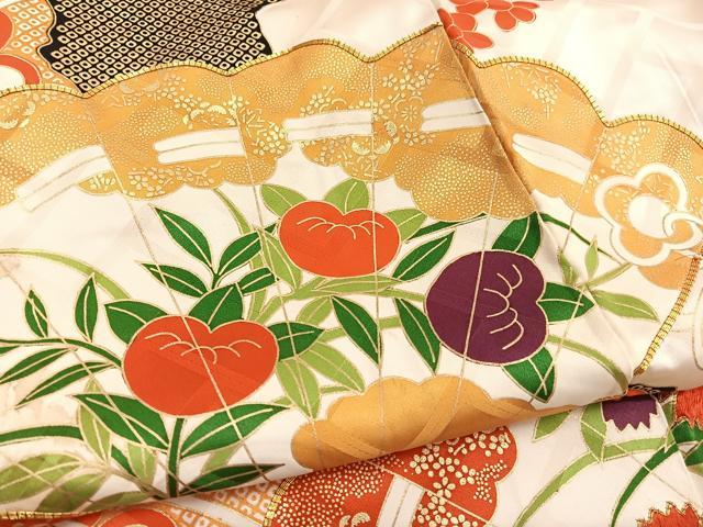 平和屋着物■豪華振袖 駒刺繍 檜扇花文 金彩 正絹 逸品 BAAX2754hv
