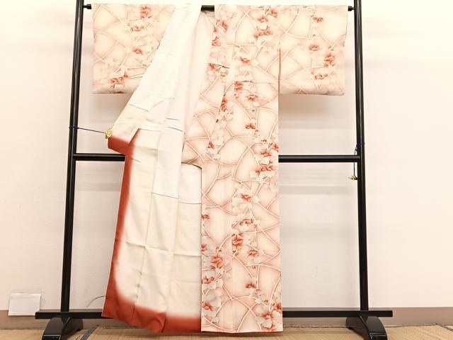 平和屋着物■上質な小紋 枝花文 暈し染め 正絹 逸品 BAAX2767hv