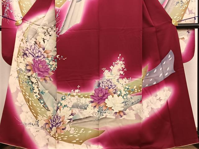 平和屋着物■豪華振袖 牡丹花文 暈し染め 正絹 逸品 BAAX2778hv