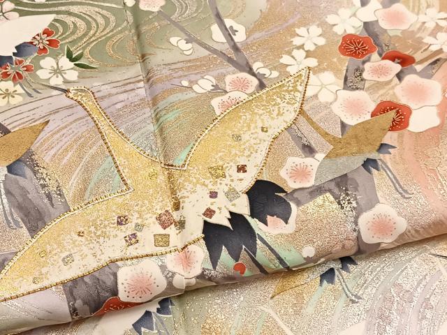 平和屋着物■豪華振袖 駒刺繍 流水飛鶴梅文 暈し染め 金銀彩 正絹 逸品 BAAX2779hv