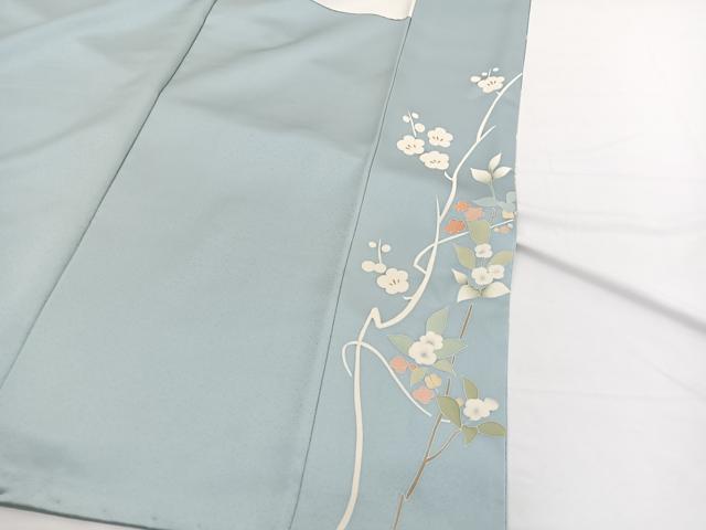 平和屋着物●訪問着 刺繍 利久織 先練緞子 椿 暈し染め 金彩 反端付き 正絹 逸品 BAAX2807hv