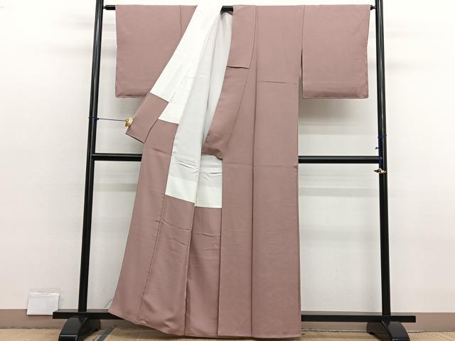 平和屋着物■上質な色無地 枝葉地紋 ときがら茶色 正絹 逸品 BAAX2812hv