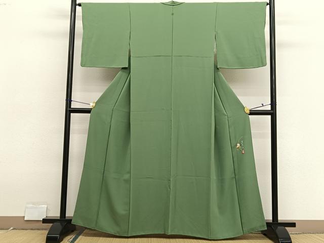 平和屋着物●本草木染作家 瑞寶 色無地 柳茶色 正絹 逸品 BAAX2818hv