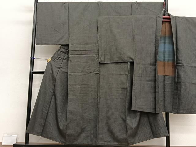 平和屋着物●男性 紬 アンサンブル 亀甲文様 正絹 逸品 BAAX2827hv