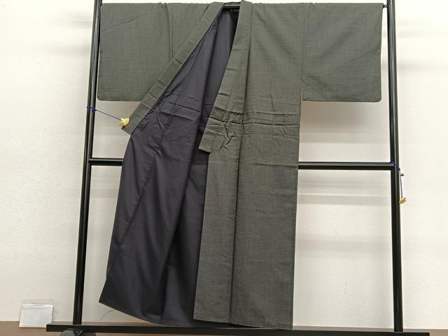 平和屋着物●男性 紬 アンサンブル 亀甲文様 正絹 逸品 BAAX2827hv