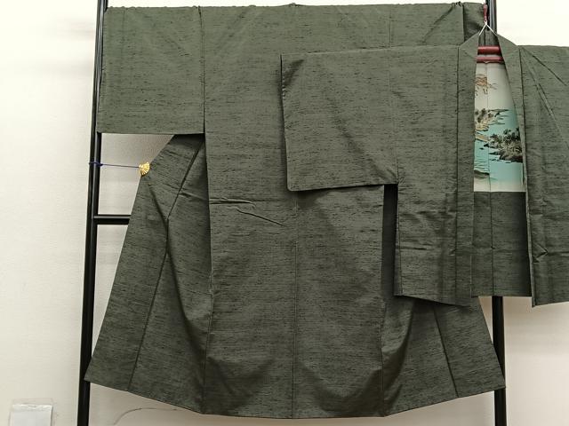 平和屋着物●男性 紬 アンサンブル 霞文 キングサイズ 正絹 逸品 BAAX2837hv