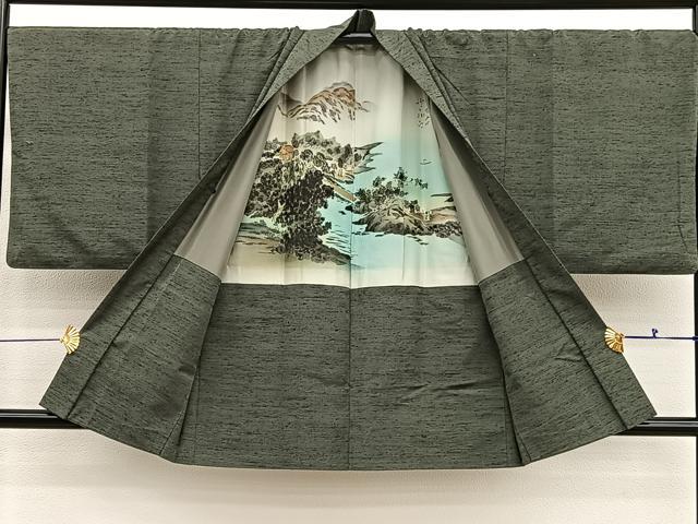 平和屋着物●男性 紬 アンサンブル 霞文 キングサイズ 正絹 逸品 BAAX2837hv