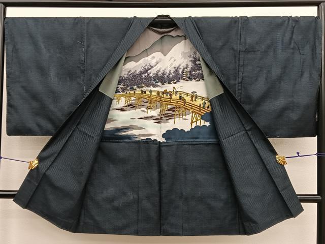 平和屋着物●男性 本場大島紬 アンサンブル 長襦袢(袷)セット 100亀甲 総詰め 正絹 逸品 未使用 BAAX2841hv