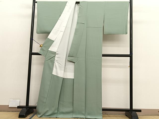 平和屋着物●上質な色無地 作家物 裏葉柳色 ロング丈 正絹 逸品 BAAX2843hv