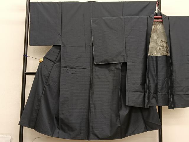 平和屋着物■男性 本場大島紬 アンサンブル 格子柄 正絹 逸品 BAAX2849hv