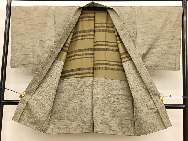 平和屋着物●男性 紬 アンサンブル 霞文 正絹 逸品 BAAX2873hv