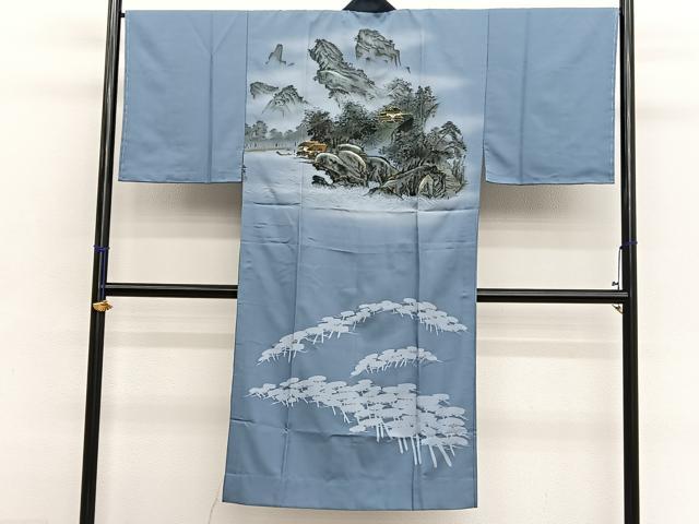平和屋着物●男性 紬 アンサンブル 長襦袢(無双仕立て)セット 霞文 正絹 逸品 未使用 BAAX2874hv