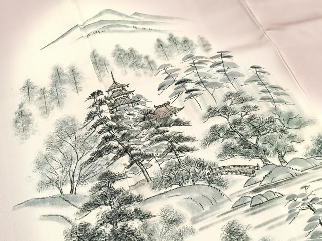平和屋着物■訪問着 作家物 手描き 風景文 暈し染め 正絹 逸品 BAAX2885hv