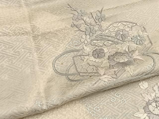 平和屋着物■訪問着 絞り 刺繍 重山文箱花文 銀彩 正絹 逸品 BAAX2890hv
