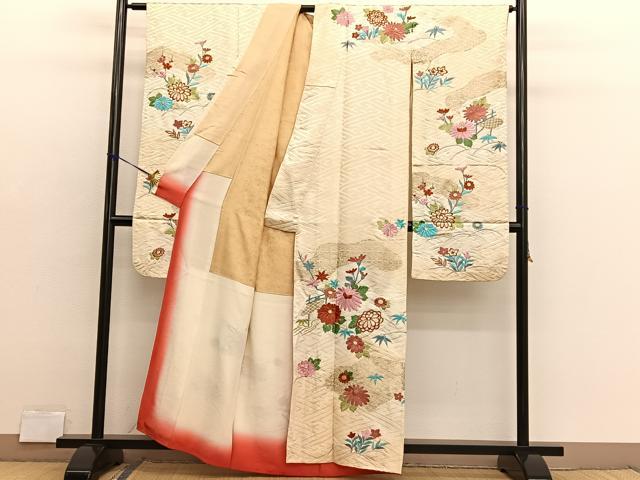 平和屋着物■豪華振袖 刺繍 草花文 暈し染め 金彩 正絹 逸品 BAAX2905hv