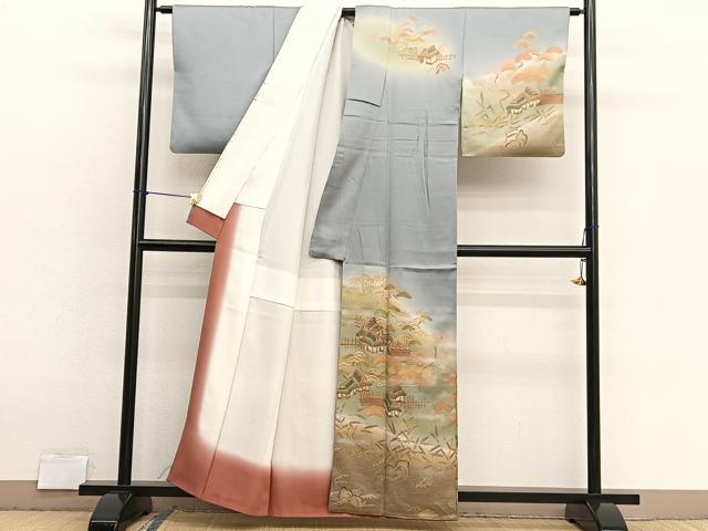 平和屋着物■訪問着 駒刺繍 御所解文 暈し染め 金彩 正絹 逸品 BAAX2907hv