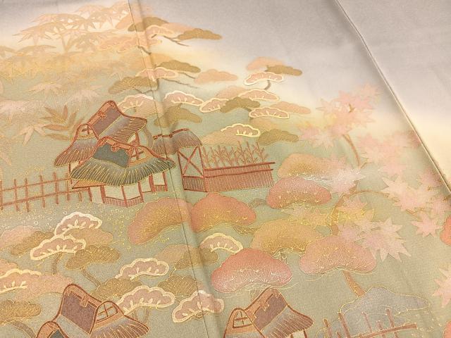 平和屋着物■訪問着 駒刺繍 御所解文 暈し染め 金彩 正絹 逸品 BAAX2907hv