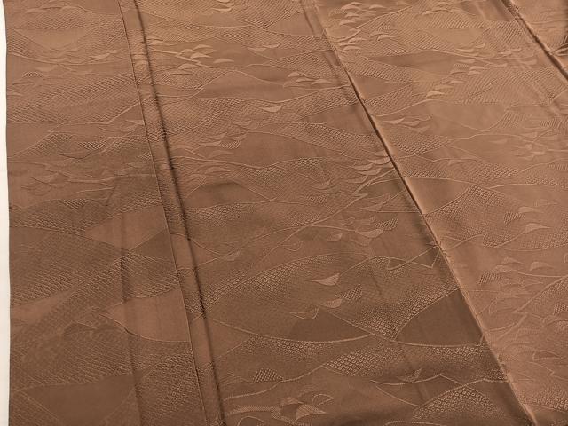 平和屋着物■上質な色無地 重山地紋 枯葉色 正絹 逸品 BAAX2909hv