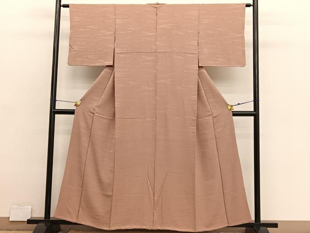 平和屋着物■上質な色無地 枝葉地紋 伽羅色 正絹 逸品 BAAX2911hv