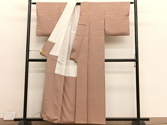 平和屋着物■上質な色無地 枝葉地紋 伽羅色 正絹 逸品 BAAX2911hv